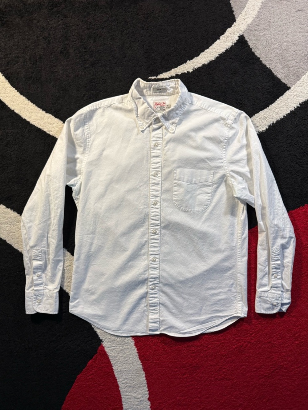 J Crew Shirt Mens Medium White Broken In Oxford Slim Button Down Shirt